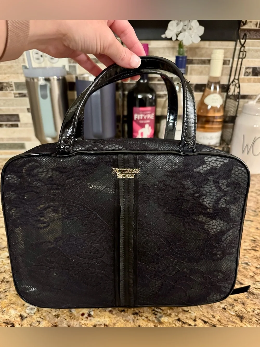 Victoria's Secret Black Lace Vanity Bag
